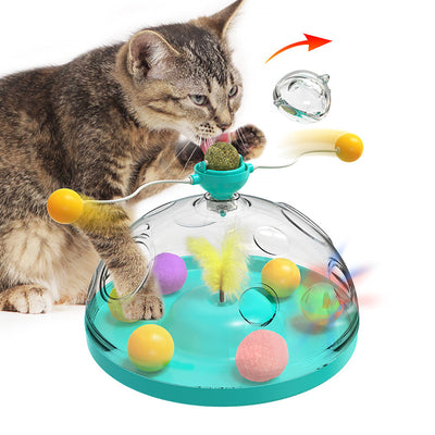 Meows Windmill Roliga kattleksaker Interaktiva multifunktionella skivspelare Pedagogiska leksaker för husdjur med kattmynta Ljusande boll Pinwheel Leksaker Husdjursprodukter