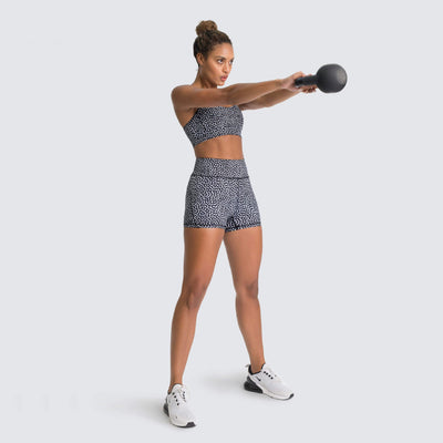 Stickade Sexiga Sport Linne Shorts Yoga Wear BH Fitness Suit Dam