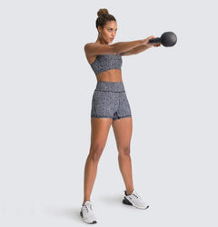 Stickade Sexiga Sport Linne Shorts Yoga Wear BH Fitness Suit Dam
