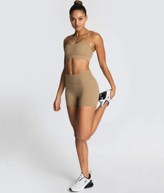 Stickade Sexiga Sport Linne Shorts Yoga Wear BH Fitness Suit Dam