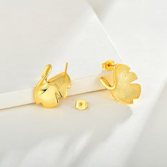925 sterling silver örhängen örhängen kvinnlig pläterad 14 k guld Premium Sense Of Niche Design Ginkgo Biloba National Style Silver Smycken