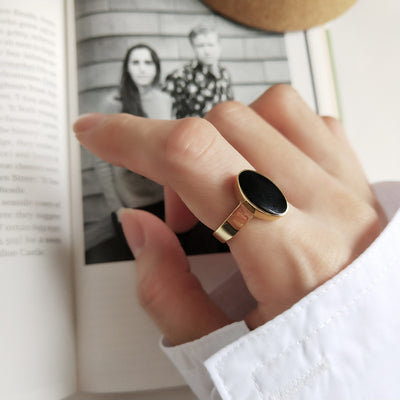 925 Sterling Silver Nordic Style Enkel oval epoxiring