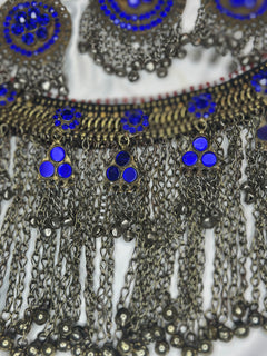 Norband Ethnic Boho Halsband Set Med Armband - Blå