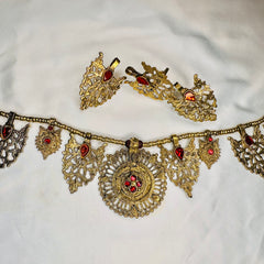 Norband Golden Leaf och svarta pärlor Choker Set