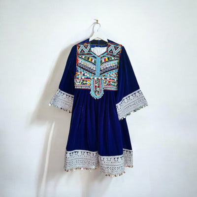 Norband afghansk klänning MAKHMAL/ventil/sammet