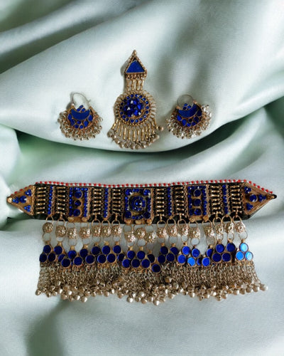 Norband Afghan Tribal Fashion Halsband Set - Blå