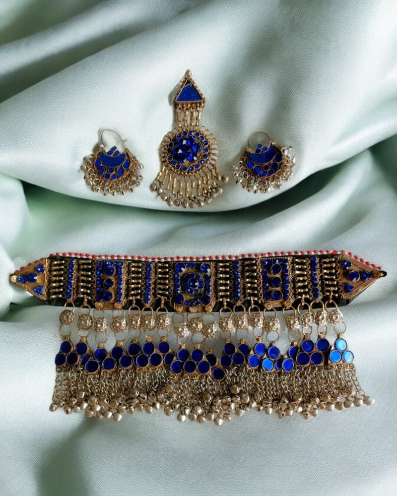 Norband Afghan Tribal Fashion Halsband Set - Blå