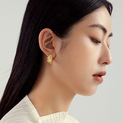925 sterling silver örhängen örhängen kvinnlig pläterad 14 k guld Premium Sense Of Niche Design Ginkgo Biloba National Style Silver Smycken
